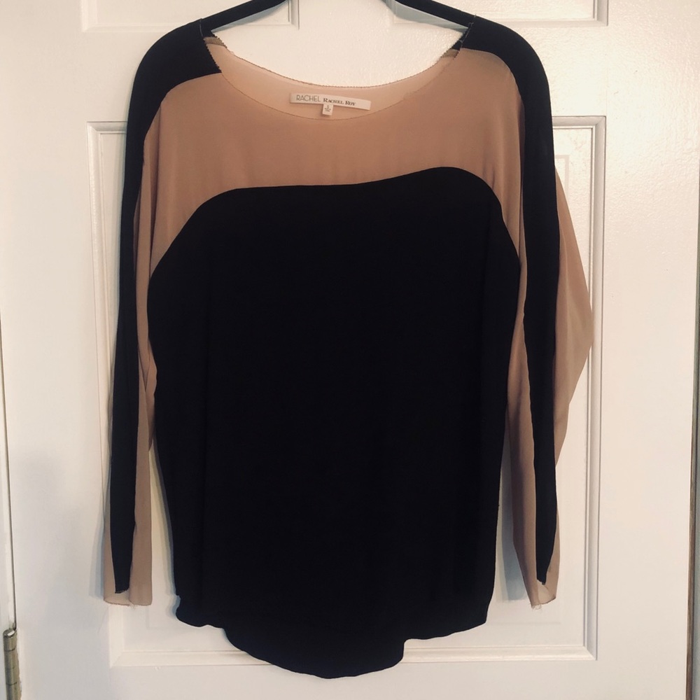 Rachel Roy Black and Tan elegant top - size S